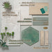 Puzzle Cream Brick Rectified 5x20cm wall and floor tiles in a soft neutral cream tone, styled within a natural green and stone inspired moodboard, highlighting versatile combinations for kitchen splashbacks, bathrooms and feature walls.