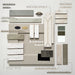 Moodboard featuring sage green gloss brick tiles, zellige-effect wall tiles, baroque-style feature tiles and neutral canvas-effect porcelain wall and floor tiles, styled together to showcase coordinated kitchen and bathroom tile combinations in soft green and warm neutral tones.