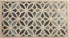 Ourika Emerald Green Moroccan style decorative porcelain wall tile, showcasing an intricate geometric floral pattern in soft emerald green, charcoal, beige and cream tones, inspired by traditional Moroccan style design for a timeless decorative feature wall.
