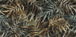 Close-up of Plant Life Dark Decor 60x120cm botanical-style wall tiles, featuring an oversized tropical leaf design in deep green, bronze and earthy neutral tones with a realistic, nature-inspired decorative finish.