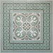 Victorian style floor layout featuring Regent Street 20cm x 20cm ceramic side and border tiles in green, arranged with coordinating centre tiles to create a traditional framed encaustic-style pattern.