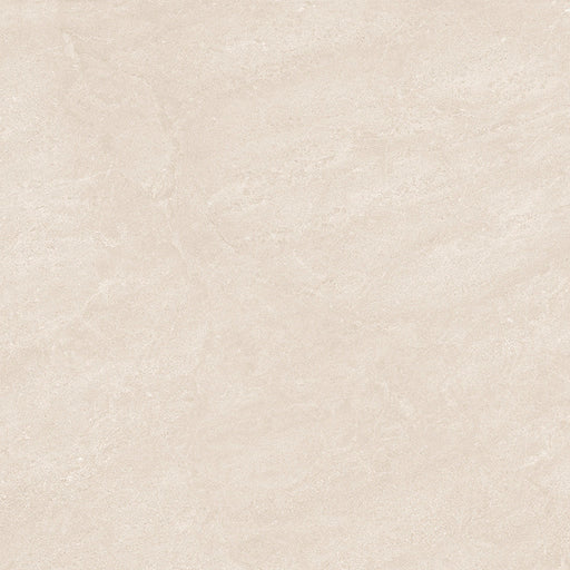 Close-up of Riad Avorio Neutra Stone 60x60cm stone-effect wall and floor tile, featuring warm ivory and beige tones with delicate natural stone-inspired veining and a subtle, elegant textured finish.