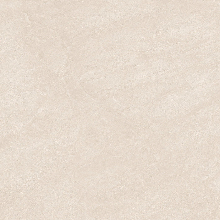Close-up of Riad Avorio Neutra Stone 60x60cm stone-effect wall and floor tile, featuring warm ivory and beige tones with delicate natural stone-inspired veining and a subtle, elegant textured finish.