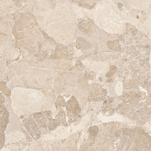 Close-up of Riad Avorio Sassi Terrazzo Stone 60x60cm stone-effect wall and floor tile, featuring warm ivory and beige tones with natural stone-inspired veining, subtle texture and an elegant, timeless finish.