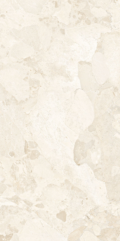 Close-up of Riad Blanco Sassi Stone 30x60cm stone-effect wall and floor tile, featuring soft cream and ivory tones with natural stone-inspired veining and subtle texture for a timeless, elegant finish.