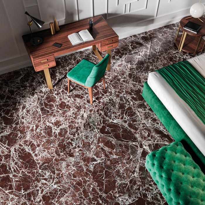 Levant Rouge Polished Marble style | Porcelain Wall & Floor Tiles | 60cm x 120cm