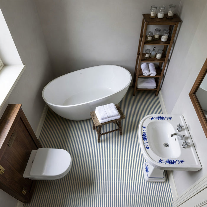 Skinny Pinstripes Blue Tile | Moroccan Tiles | 20cm x 20cm