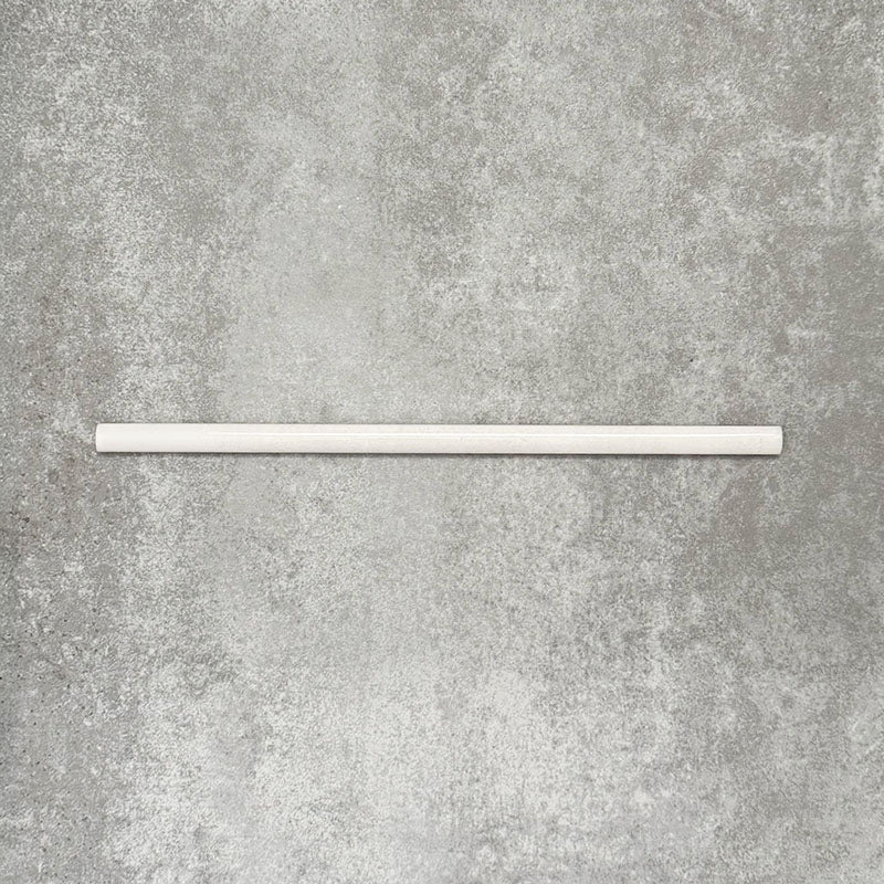 Allegra Blanca Gloss pencil bullnose border ceramic tile in a 1.2 × 30cm format, featuring a glossy white finish and smooth rounded edge, designed for clean edging and decorative tile borders.