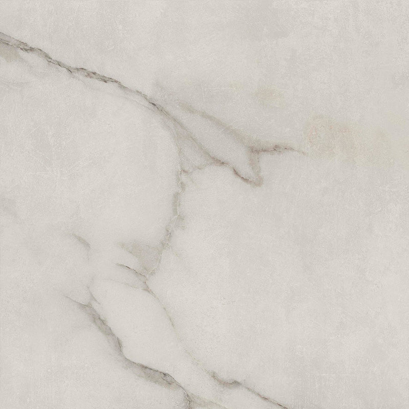 Vitoria Classic Bianco white marble-style porcelain tile in a 30 × 30cm square format, featuring soft white tones with subtle grey veining, shown as a single tile on a neutral background.