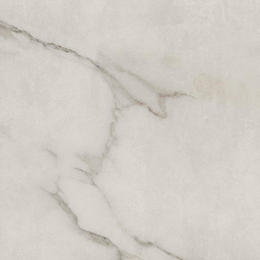 Vitoria Classic Bianco white marble-style porcelain tile in a 30 × 30cm square format, featuring soft white tones with subtle grey veining, shown as a single tile on a neutral background.