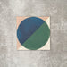 Single Abstract Ocean Patterned Tile in a 20x20cm format, featuring a bold geometric circular design with deep blue and rich green tones, framed by soft neutral corners. A contemporary patterned tile ideal for feature walls, floors or statement splashbacks.