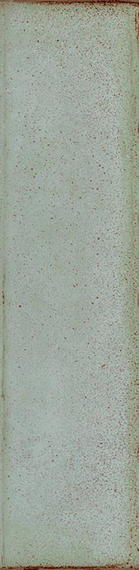 Puzzle Breeze Green Brick Rectified 5x20cm porcelain tile featuring a soft, muted green base with delicate speckling and lightly shaded edges for a subtle handmade look. The slim brick format and rectified edges create a clean, contemporary finish suitable for both walls and floors.