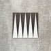 Single Almeria Backgammon Moroccan-style porcelain tile in a black and white geometric pattern, 20x20cm, suitable for wall and floor use.