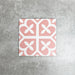 Ivy Rose Victorian Moroccan style 20x20cm patterned tile, shown as a single tile highlighting the soft pink and white geometric design.
