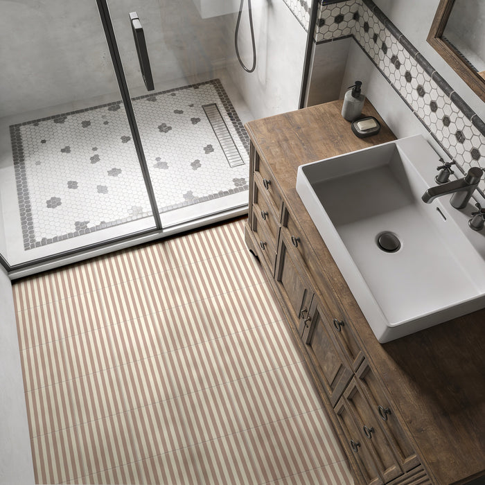 Skinny Pinstripes Rose Tile | Moroccan Tiles | 20cm x 20cm