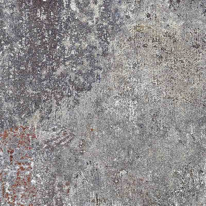 Flat lay of Boho Sonoro 60 × 60cm patterned tiles, featuring rich earthy tones with a heavily distressed, layered effect. Ideal for creating textured, characterful floors or walls in contemporary and industrial-style interiors.