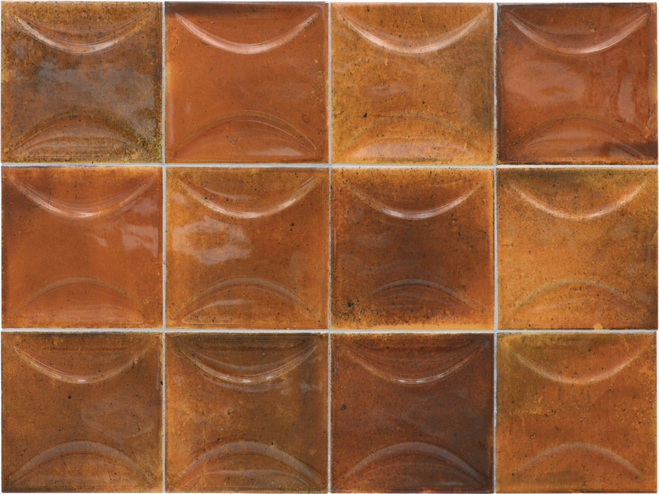 FULL TILE SAMPLE Saigon Amber Decor Square Wall Tiles | 10cm x 10cm