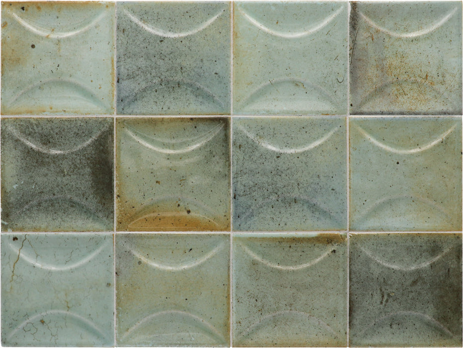 FULL TILE SAMPLE Saigon Celadon Decor Square Wall Tiles | 10cm x 10cm