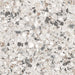 Close-up of the Stuzzi Lunar 60x60cm terrazzo style porcelain tile, featuring a soft light grey base with a blend of white, silver, charcoal and taupe stone fragments. The realistic 4D brushed finish enhances the texture and depth, creating an authentic terrazzo effect.