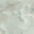 Close-up of Thebes Green Honed Matt Onyx 60x60cm porcelain tile featuring soft green onyx-effect veining with cloudy white and pale sage tones. The honed matt finish creates a natural stone look, ideal for bathroom walls, feature walls and luxurious interior spaces.