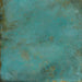 Close-up of Verde Copper Oxide 2cm thick porcelain floor tile featuring a metallic effect finish with rich turquoise, teal and oxidised copper tones, creating a beautifully weathered industrial-inspired surface for outdoor spaces.
