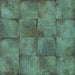 Close-up of Verde Patterns Copper Oxide 30cm x 30cm metallic effect porcelain tiles, featuring decorative etched patterns in rich blue-green tones for striking contemporary wall and floor designs.