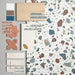 Flat lay moodboard featuring Verona Micro White concrete effect porcelain tile paired with colourful terrazzo effect tiles, handmade-style wall tiles, terracotta star and cross tiles, warm wood tones and brass accents for modern interior inspiration.