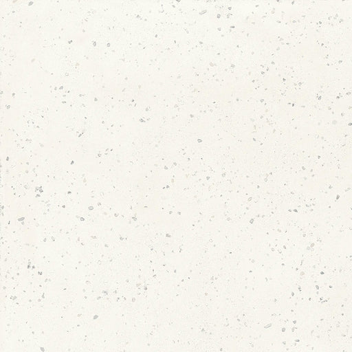 Close-up of Verona Micro White concrete effect porcelain tile featuring a soft white surface with subtle terrazzo-inspired flecks and a contemporary matt finish, ideal for modern walls and floors.