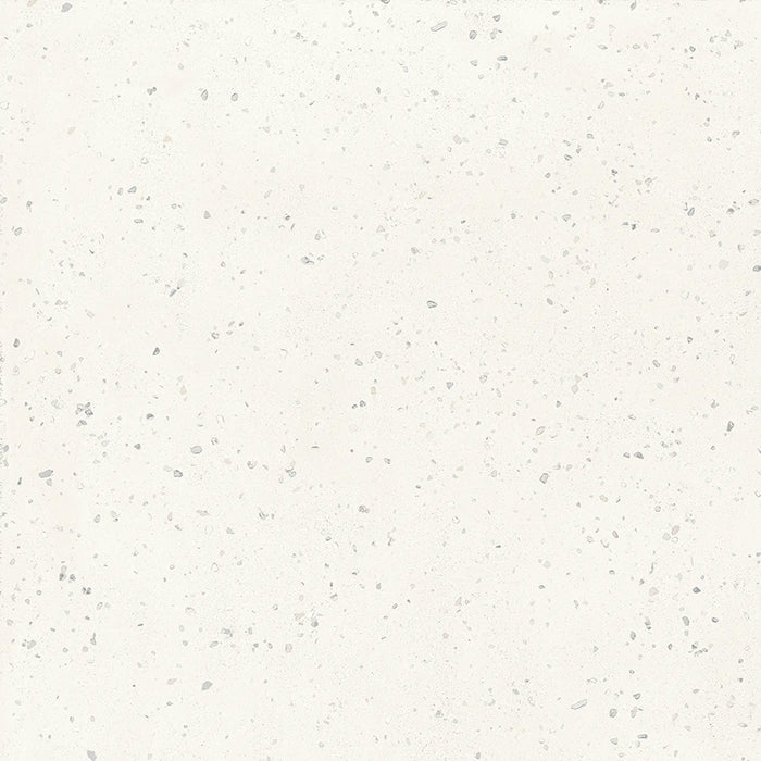 Close-up of Verona Micro White concrete effect porcelain tile featuring a soft white surface with subtle terrazzo-inspired flecks and a contemporary matt finish, ideal for modern walls and floors.