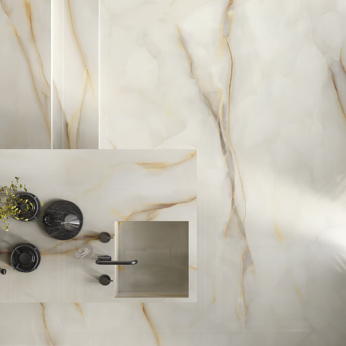 Anastasia Pearl Onyx Matt Stone Tiles | 60cm x 120cm