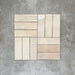 Zellige Bone Moroccan-style brick tiles in a warm beige tone, shown in a simple basketweave layout.