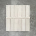 Zellige Chalk White Moroccan-style brick tiles with matching 3 × 20cm bullnose trim in a soft ceramic finish.