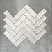 Herringbone layout showcasing Zellige Oyster Brick Moroccan-style ceramic tiles in a 6.5 × 20cm format, with the angled pattern emphasising the handcrafted edges, glossy oyster glaze and natural tonal variation for a timeless, artisanal finish.