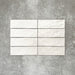 Vertical brick layout featuring Zellige Oyster Brick Moroccan-style ceramic tiles in a 6.5 × 20cm format, highlighting the handmade texture, softly rippled surface and subtle tonal variation of the glossy oyster glaze for a clean yet characterful finish.