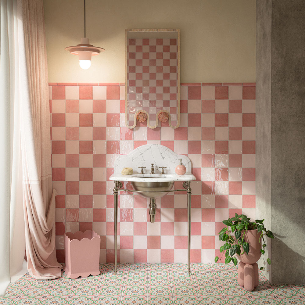 Zellige Rose Pink Square | Moroccan Style | 13.2cm x 13.2cm — Fayrouz ...