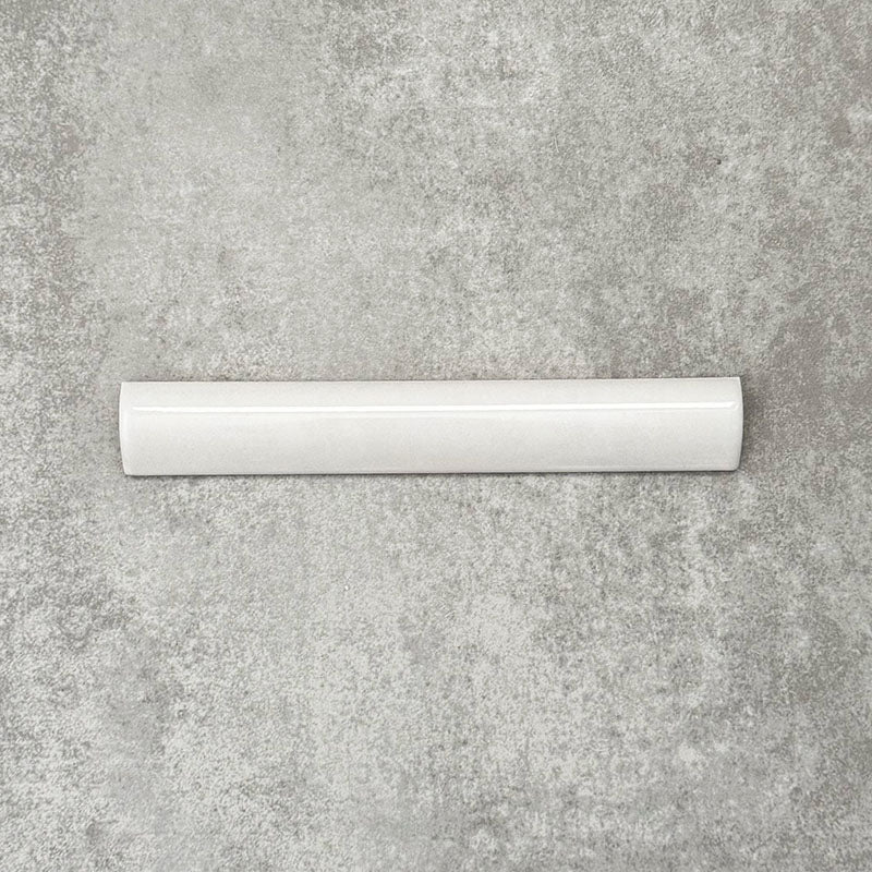 Zellige White bullnose Moroccan-style ceramic tile in a 3 × 20cm format, with a smooth, glossy finish.