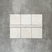 Zellige White Moroccan-style ceramic square tiles with matching 3 × 20cm bullnose trim, shown in a clean, glossy white finish.