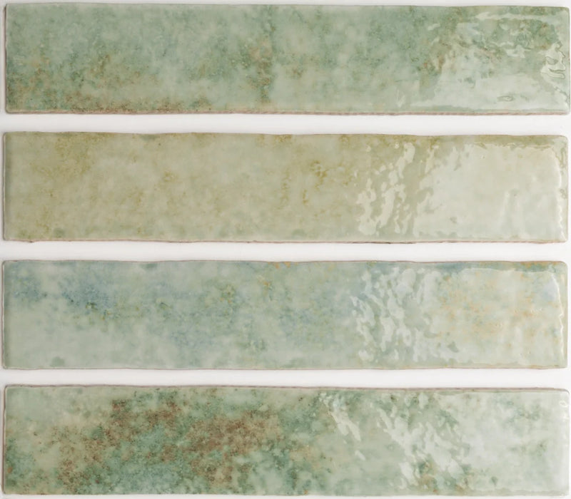 Pottery Brick Tile | Agave Green | Wall Tile | 5cm x 25cm | FULL TILE SAMPLE