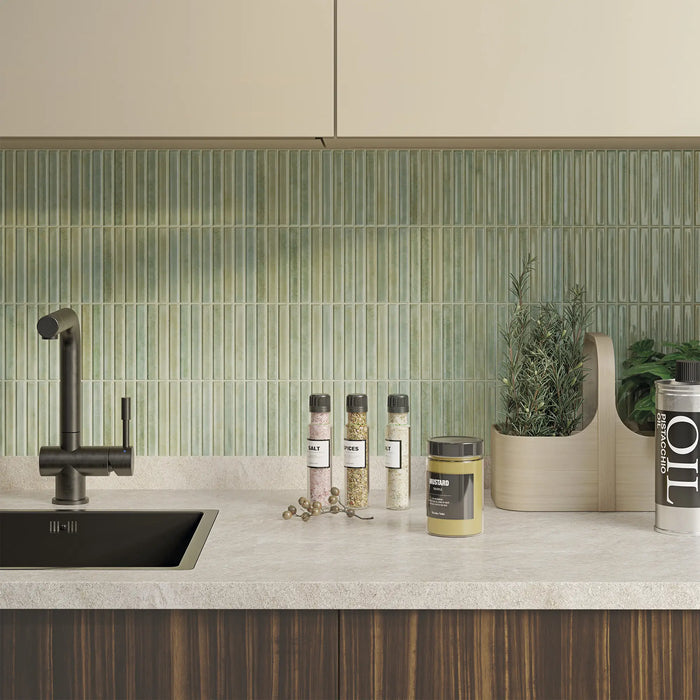 Pottery Decor Tile | Agave Green | Wall Tile | 12.5cm x 25cm