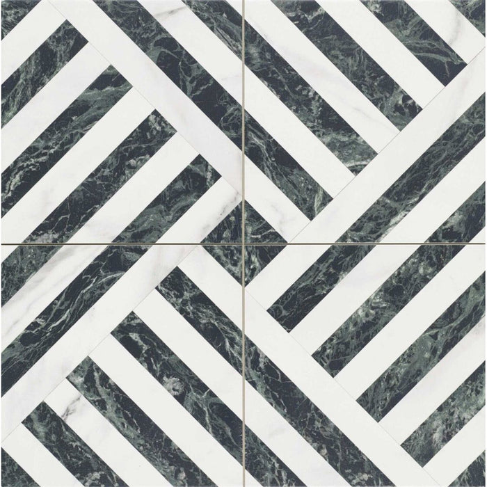 CUT TILE SAMPLE Art Deco Gatsby Emerald Green 44cm x 44cm