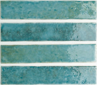 Pottery Brick Tile | Azul Blue | Wall Tile | 5cm x 25cm | FULL TILE SAMPLE