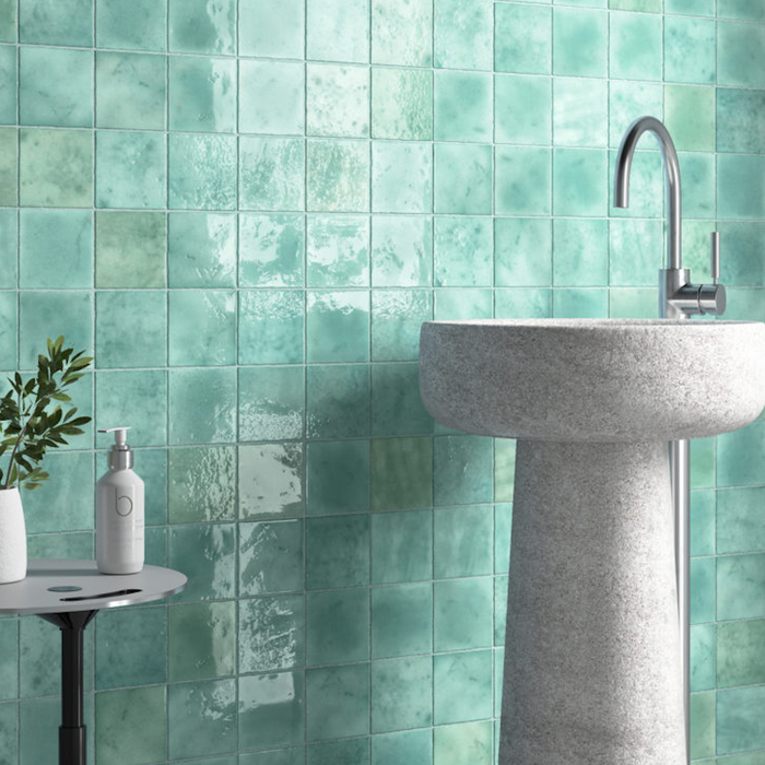 Bora Bora Aqua Square | Flux Glaze Finish | Wall Tile | 10cm x 10cm