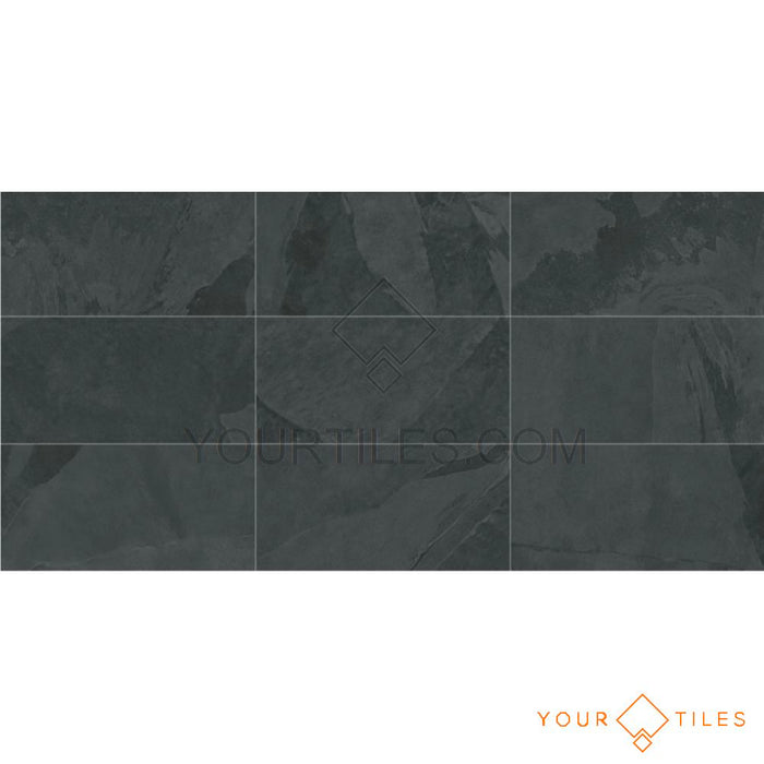 CUT TILE SAMPLE Janeiro Black Brazillian Slate Effect 30cm x 60cm