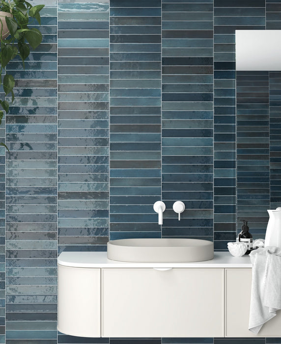 Lisbon Blue | Porcelain | Artisanal Wall Tiles | 5cm x 30cm