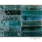 Levent Blue Brick | Wall & Floor Gloss Porcelain Tiles | 6cm x 24cm