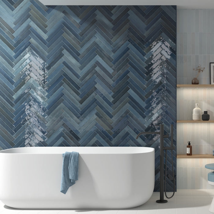 Lisbon Blue | Porcelain | Artisanal Wall Tiles | 5cm x 30cm