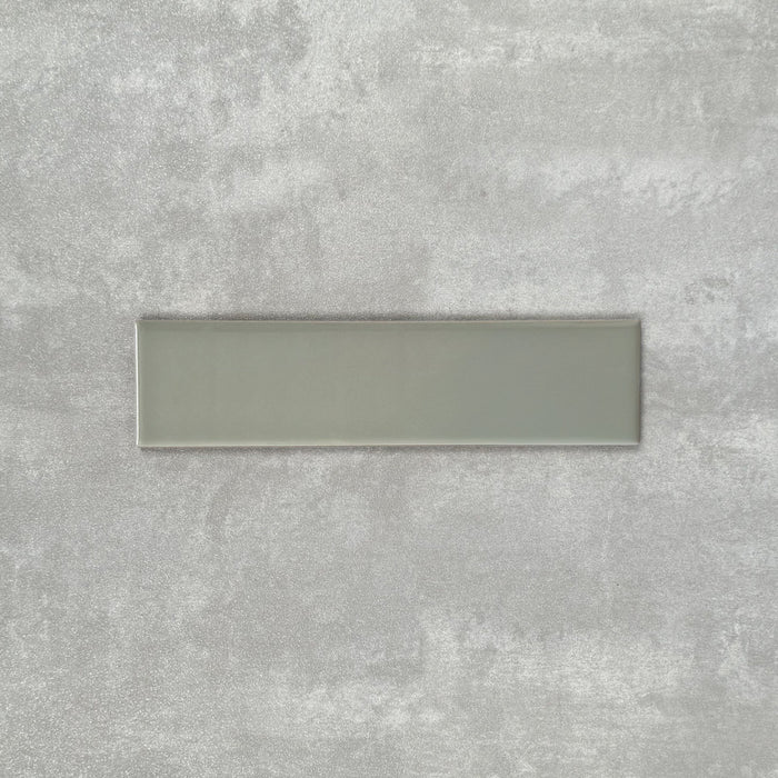 FULL TILE SAMPLE Brooklyn  Sage Green Flat Gloss Metro Subway Tiles 7.5cm x 30cm