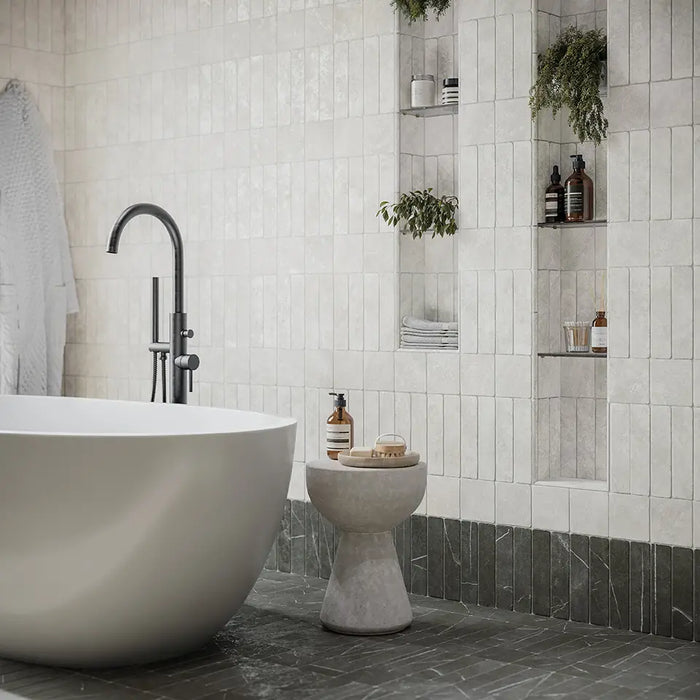 Amalfi Brick Carrara Vintage Marble Wall & Floor Tiles 5.4cm x 22cm