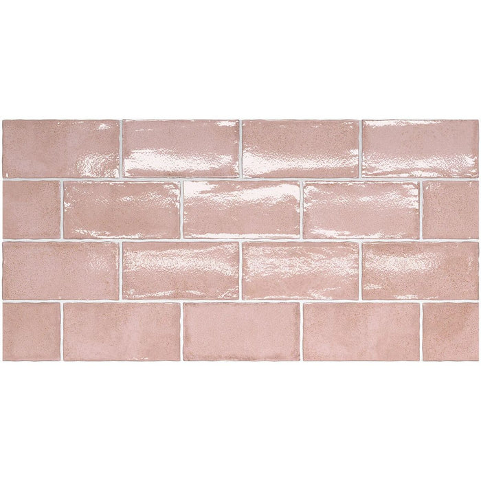 Dordogne Pink Dust Rustic Gloss Wall Tiles 7.5 X 15cm