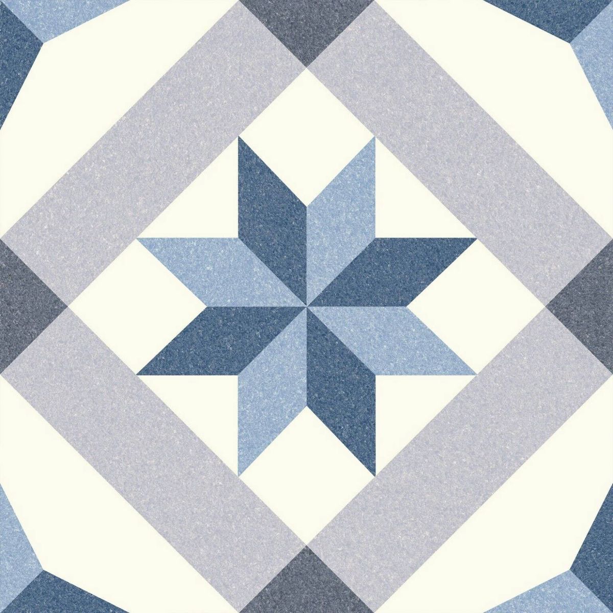 Riviera Menton Star Blue Porcelain Wall & Floor Tile 25cm x 25cm